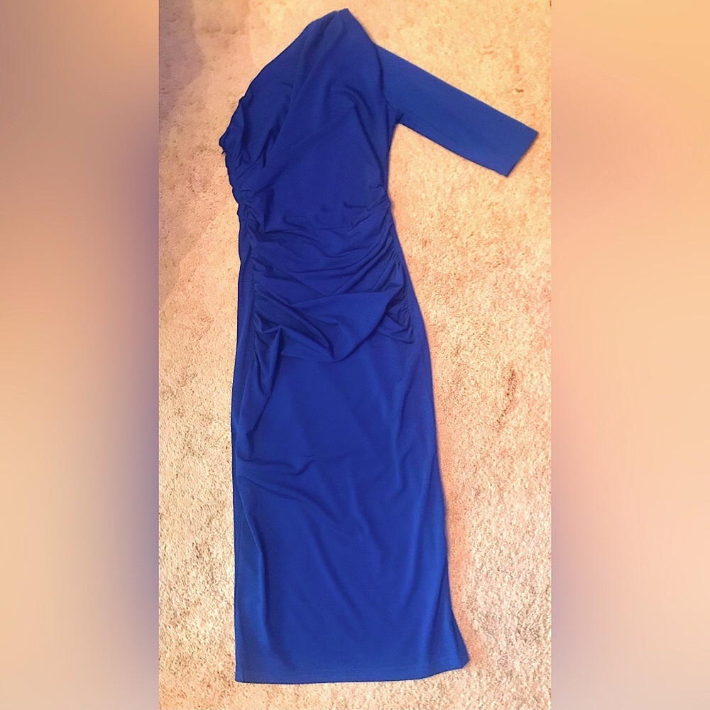 Shein Royal Blue One Shoulder Runched Dress